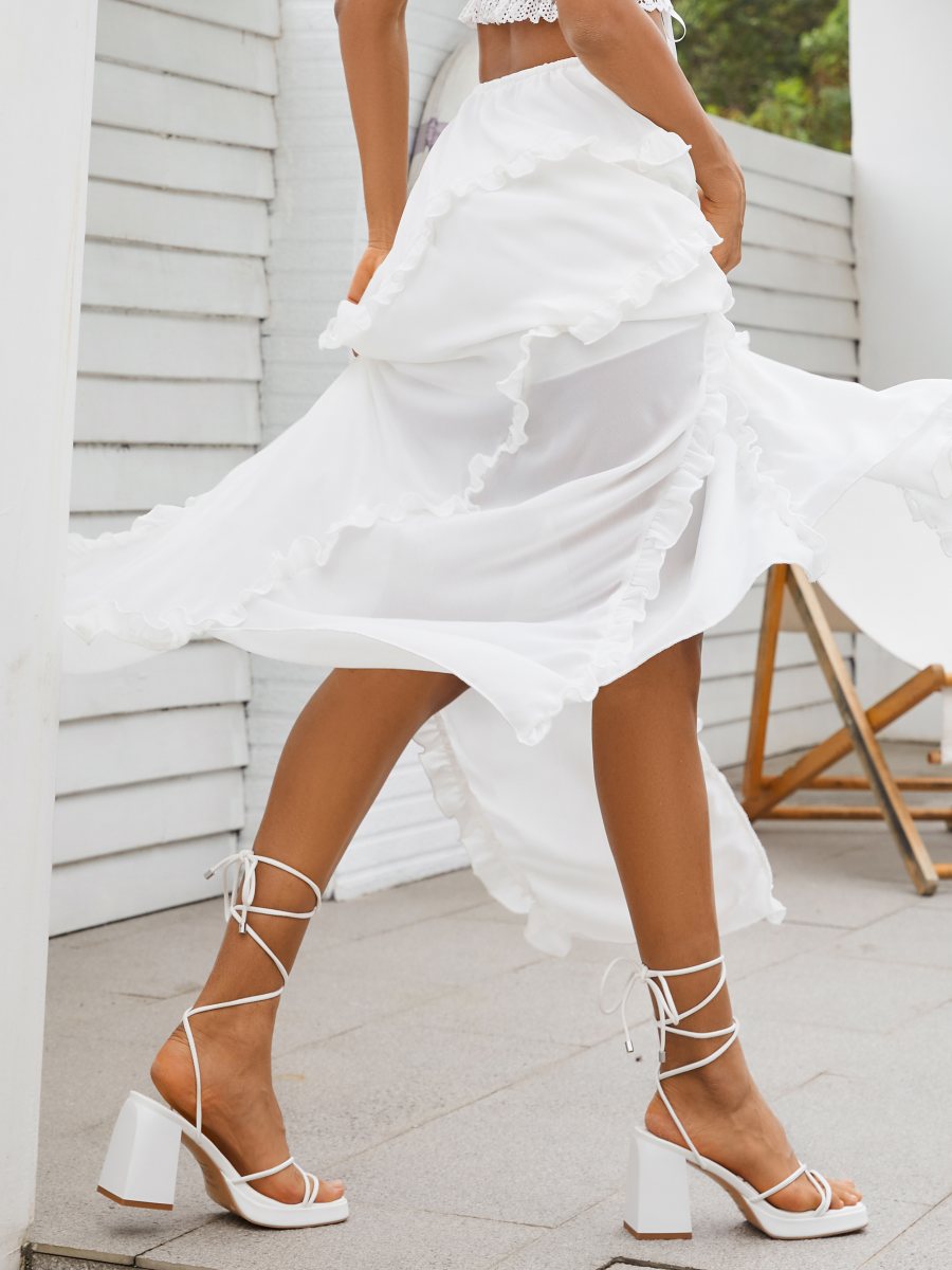 Platform Lace Up Block Heeled Sandals