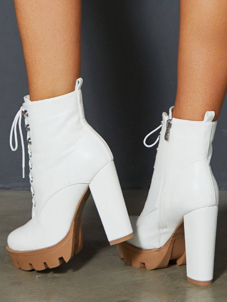 Patent Leather Platform High Heel Combat Boots