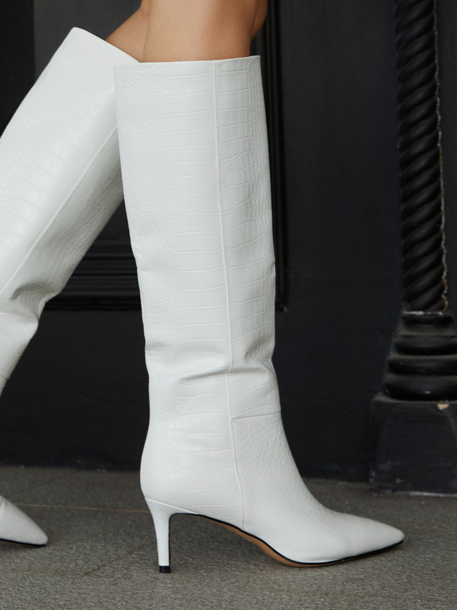 Classic Crocodile Knee High Boots