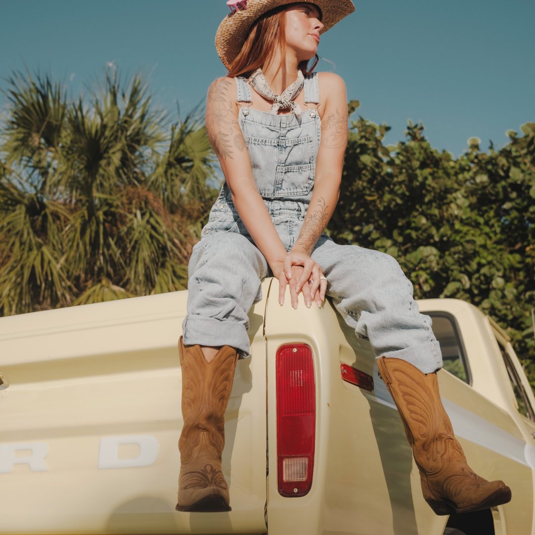 Dark Green Embroidered Cowgirl Boots