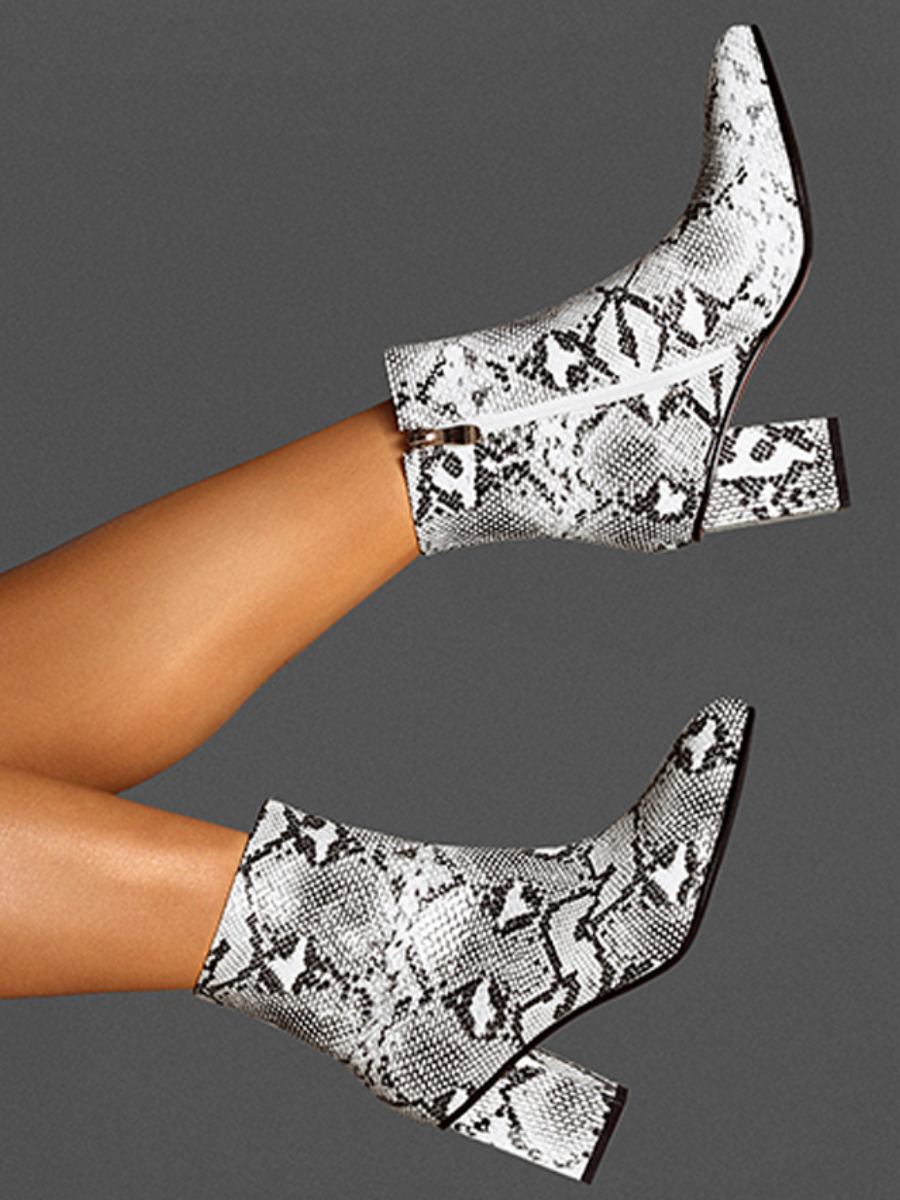 Snakeskin Black Heel Ankle Boots