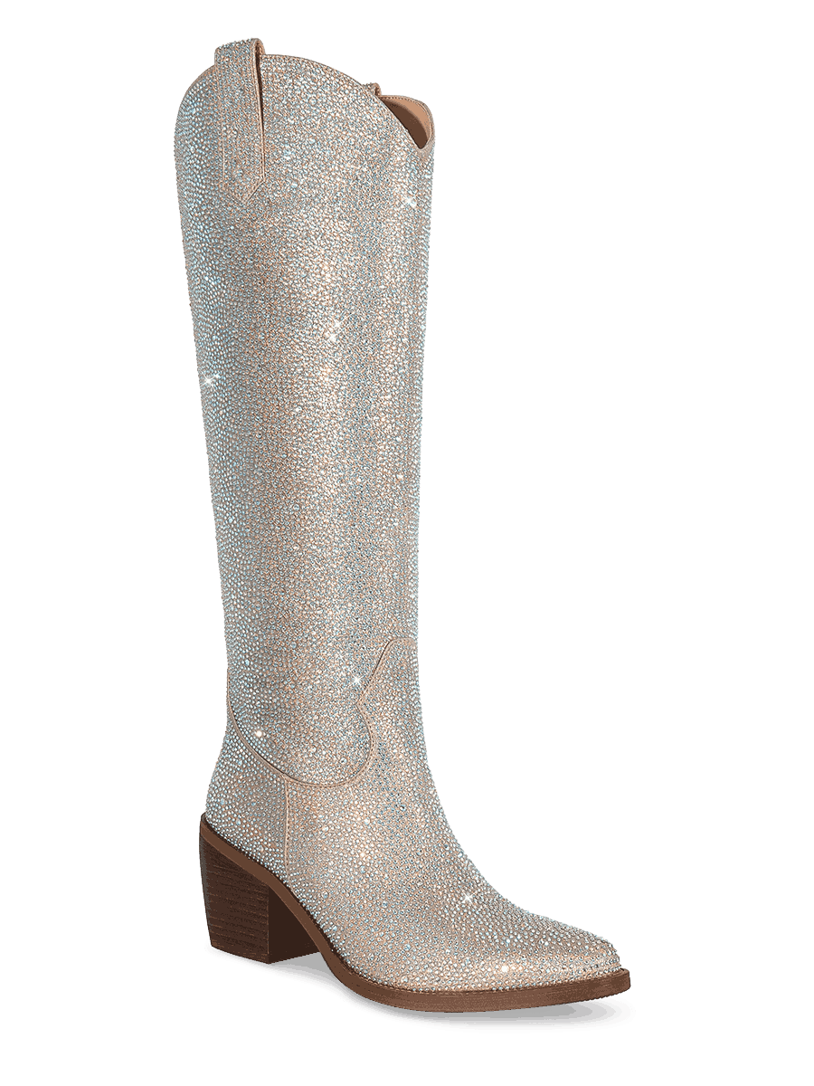 Rhinestone Boots Knee High Cowboy Boots WETKISS