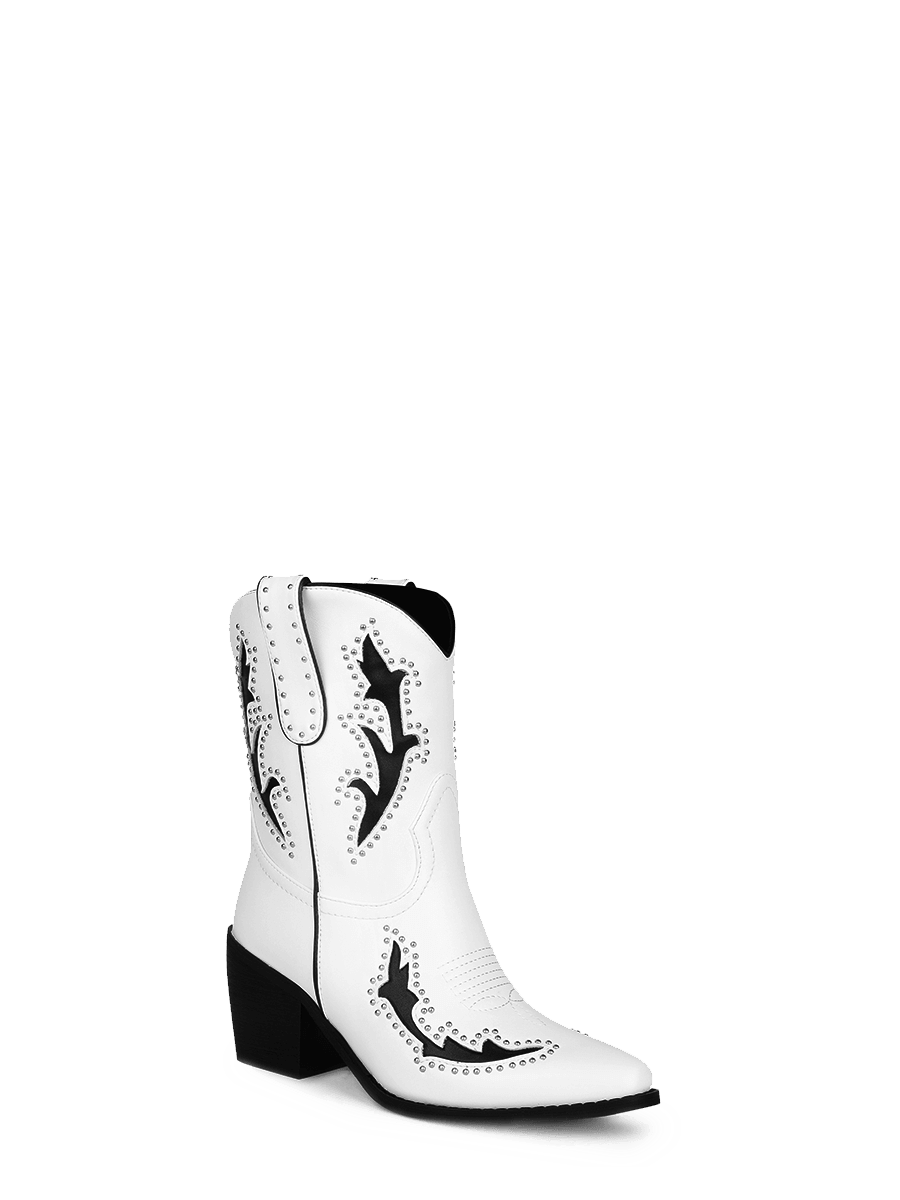 Mid Calf Boots White Cowboy Boots WETKISS