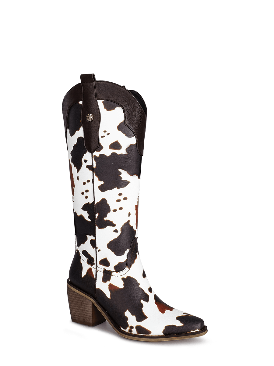 Cow Print Cowboy Boots for Women | Animal Print Western Boot | Wetkiss Brown / US 9.5 | EU 40.5, image size:900x1200