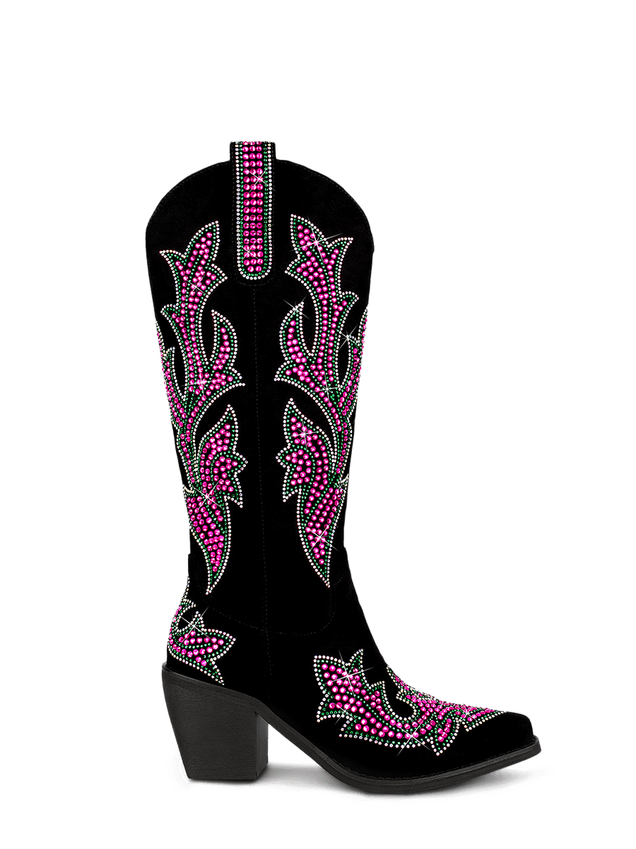 Wetkiss Pink Rhinestone Cowboy Boots - JX015 - Aspect