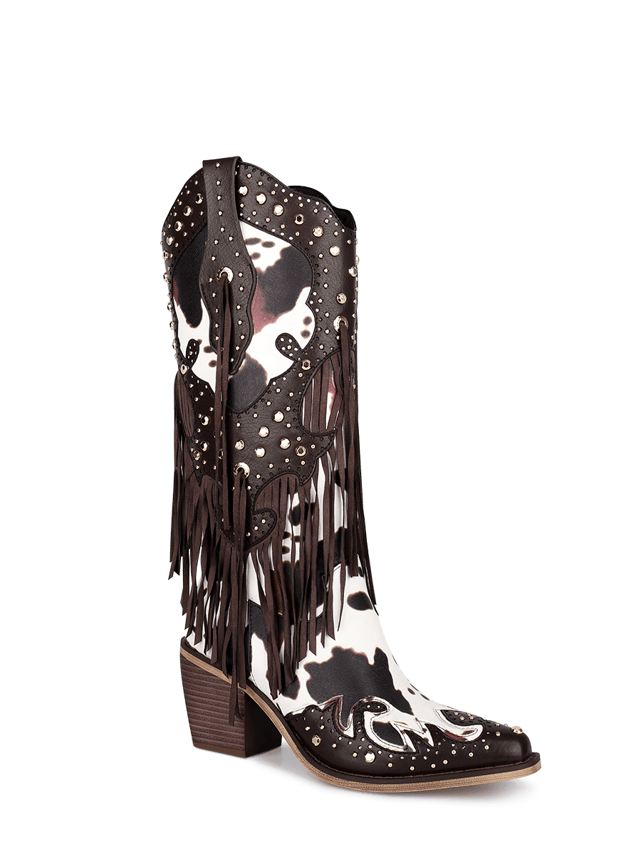 Cow print 2025 cowgirl boots