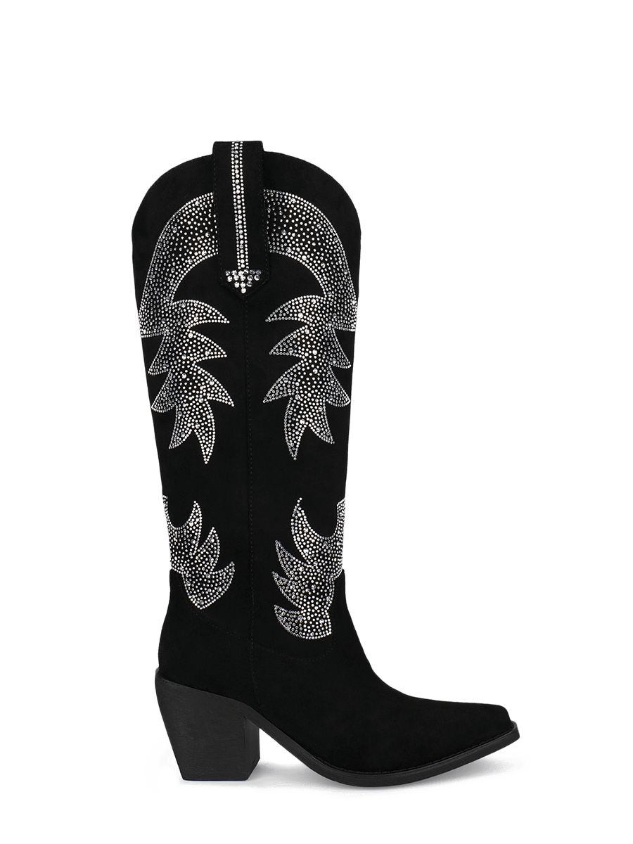 Wetkiss Black Rhinestone Cowboy Boots - JX015 - Aspect