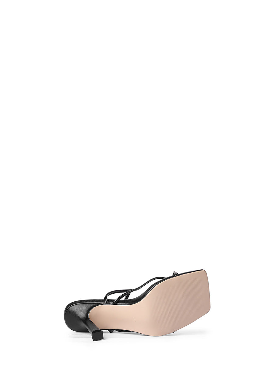 Square Toe Thong Strappy Stiletto Sandals