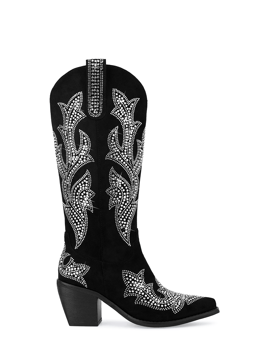 Wetkiss Black Rhinestone Cowboy Boots - JX015 - Aspect