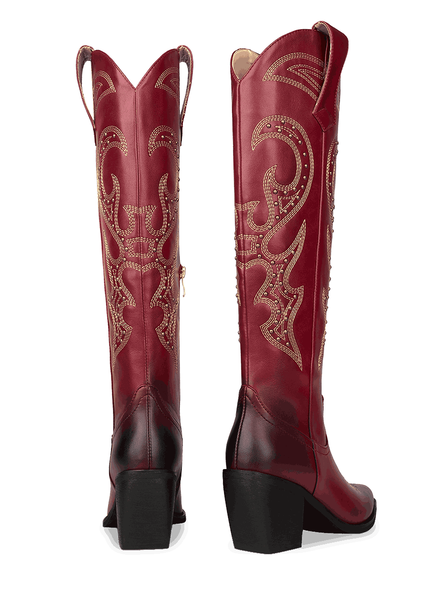 Wetkiss Red Rivets Western Boots - JX013 - Rear