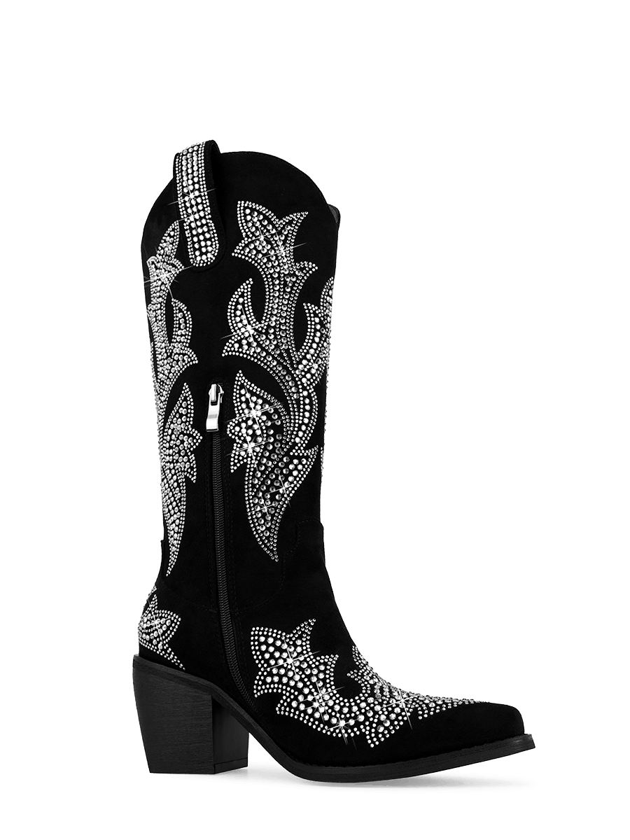Wetkiss Black Rhinestone Cowboy Boots - JX015 - Aspect