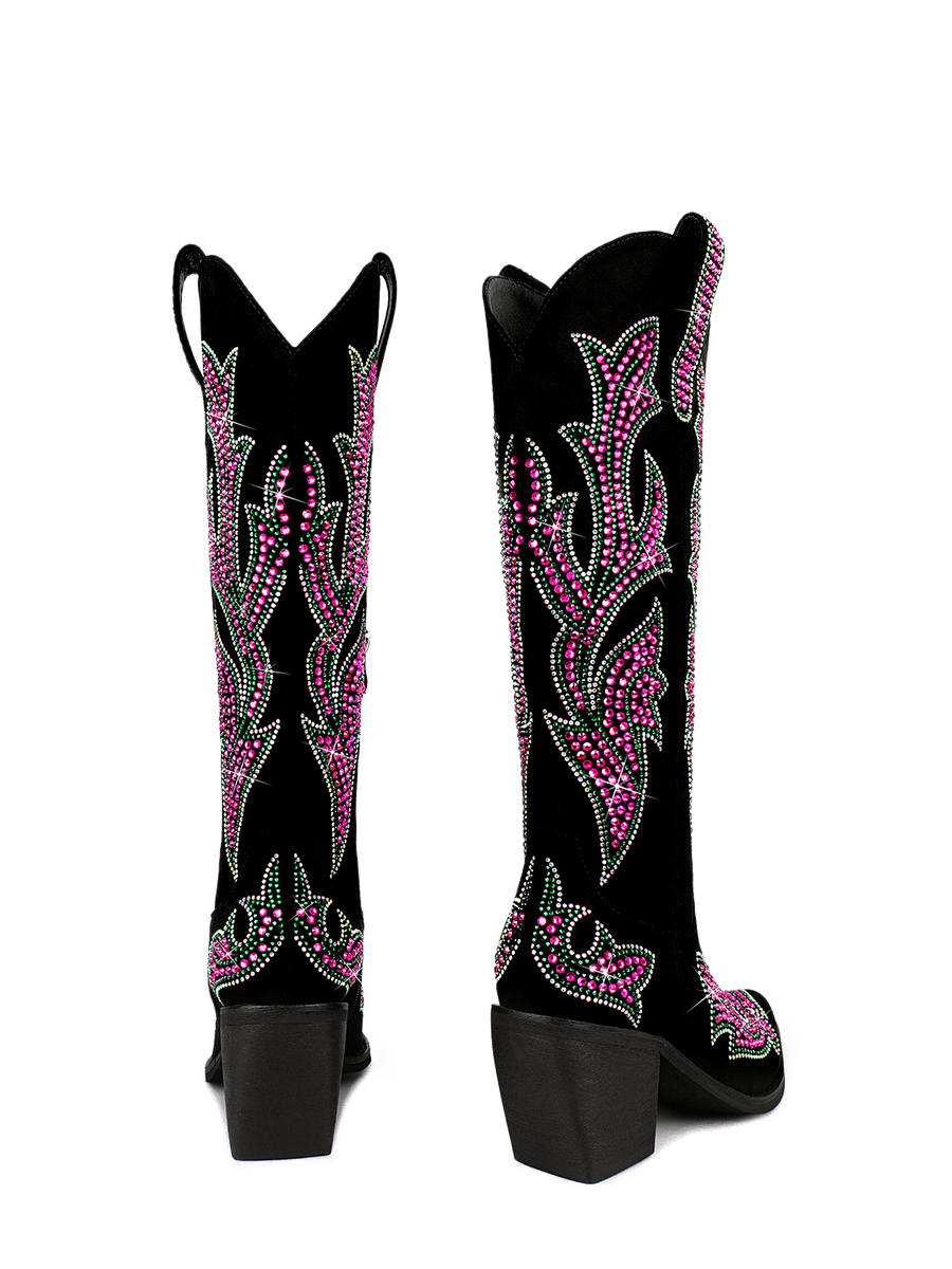 Wetkiss Pink Rhinestone Cowboy Boots - JX015 - Rear