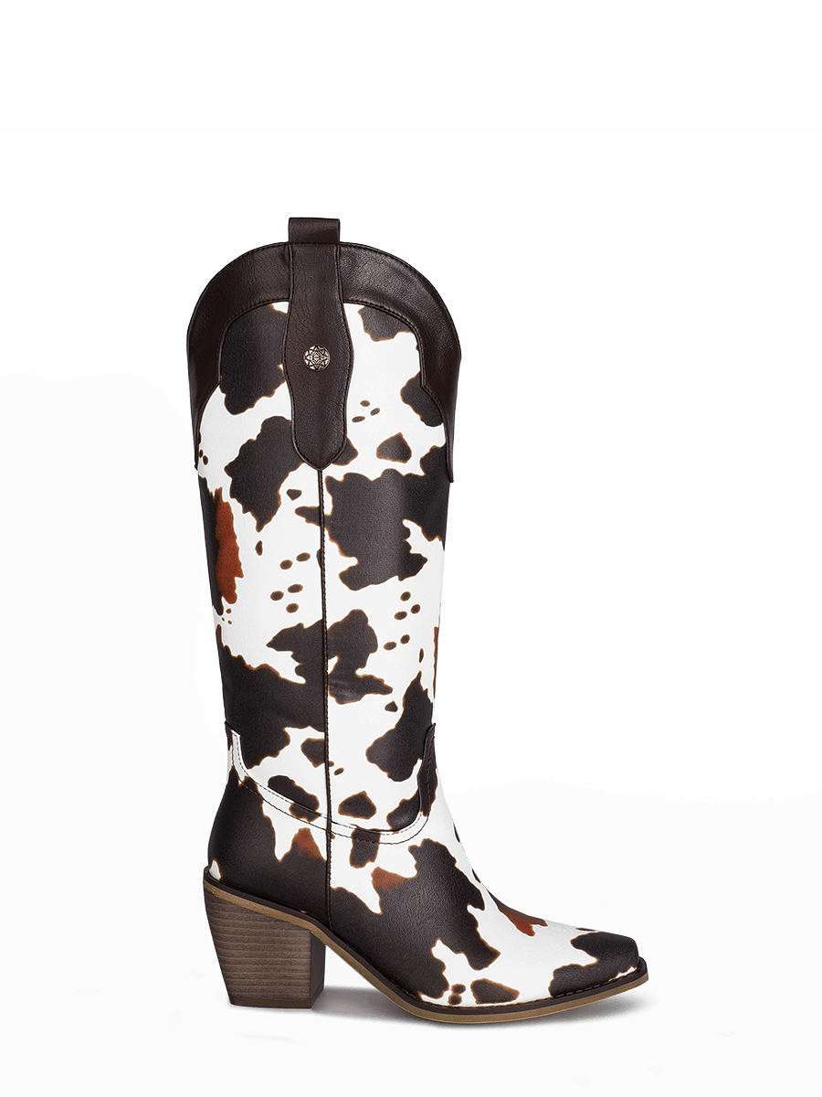 Wetkiss Cow Print Cowboy Boots - JX036 - Aspect