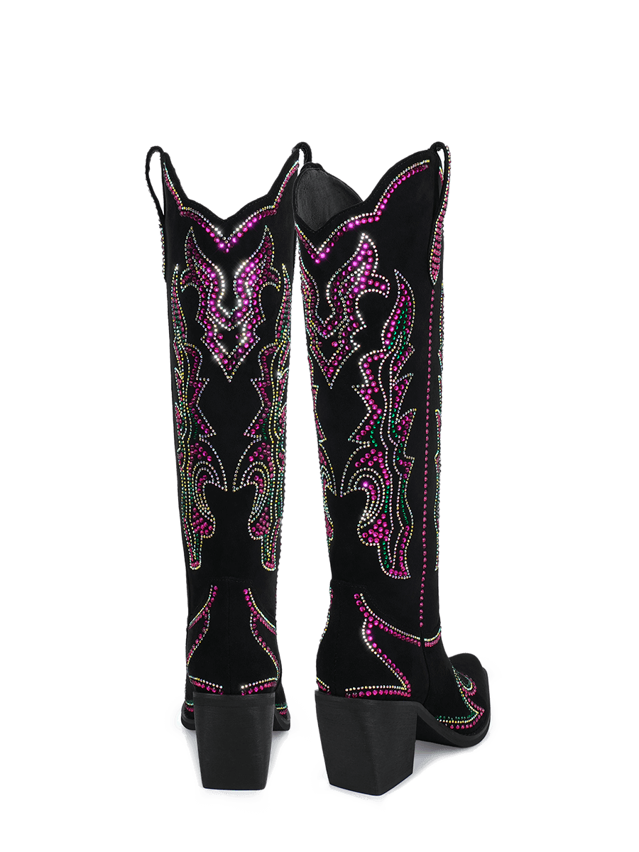 Wetkiss Pink Rhinestone Cowboy Boots - JX015 - Rear