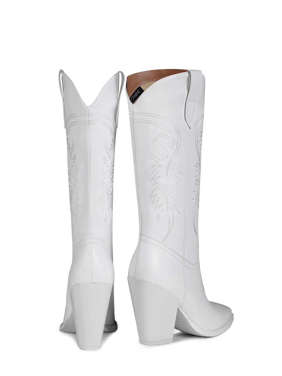 Wetkiss White Western Boots - MC001 - Rear