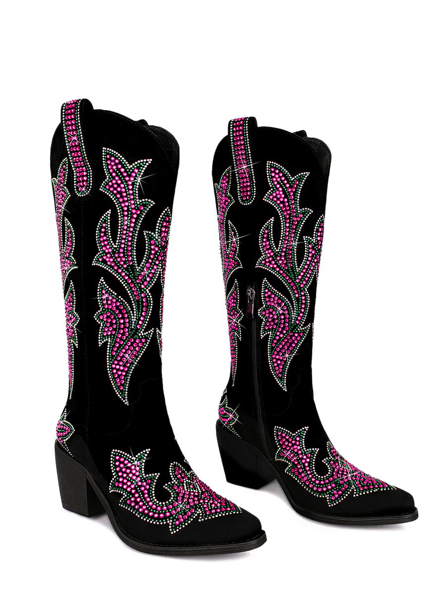 Wetkiss Pink Rhinestone Cowboy Boots - JX015 - Aspect