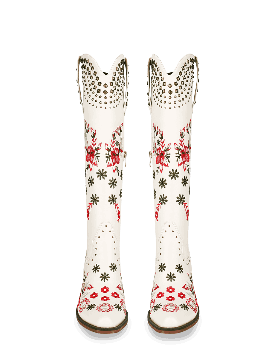 Wetkiss Studded Embroidered Boots - JX017 - Front