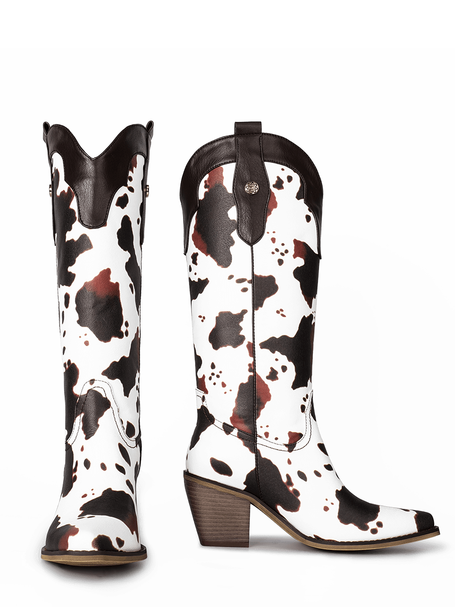 Wetkiss Cow Print Cowboy Boots - JX036 - Front