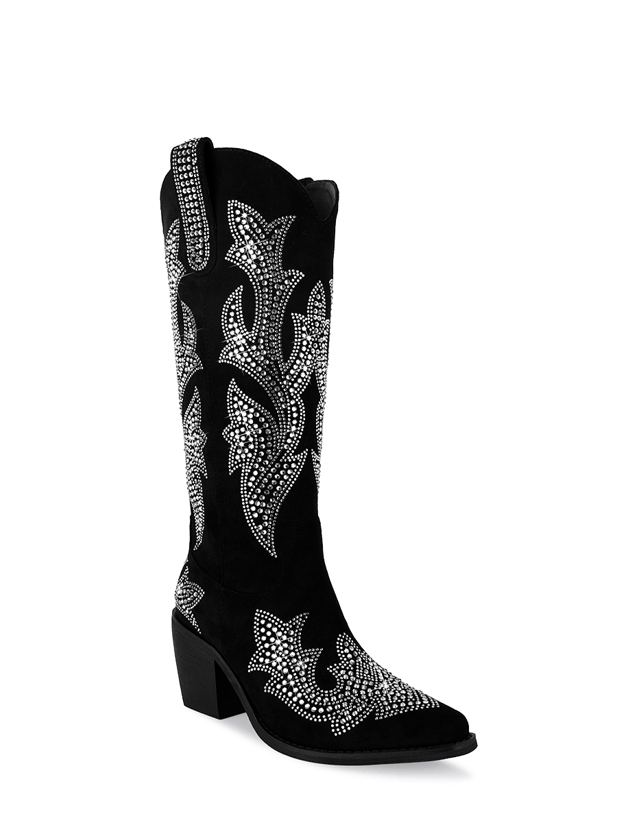 Wetkiss Black Rhinestone Cowboy Boots - JX015 - Aspect