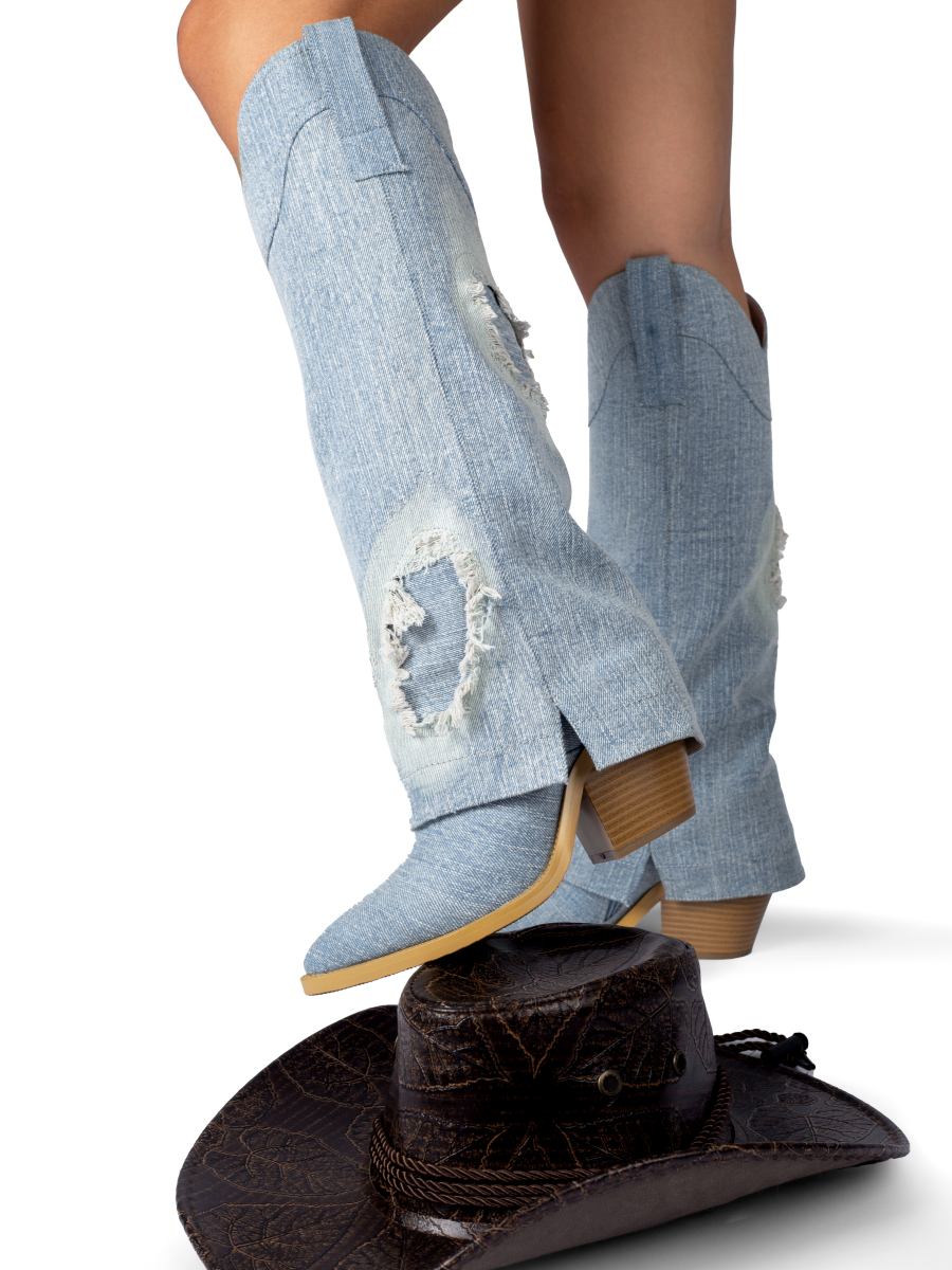 Wetkiss Knee High Cowboy Boots - LJ279 - Aspect