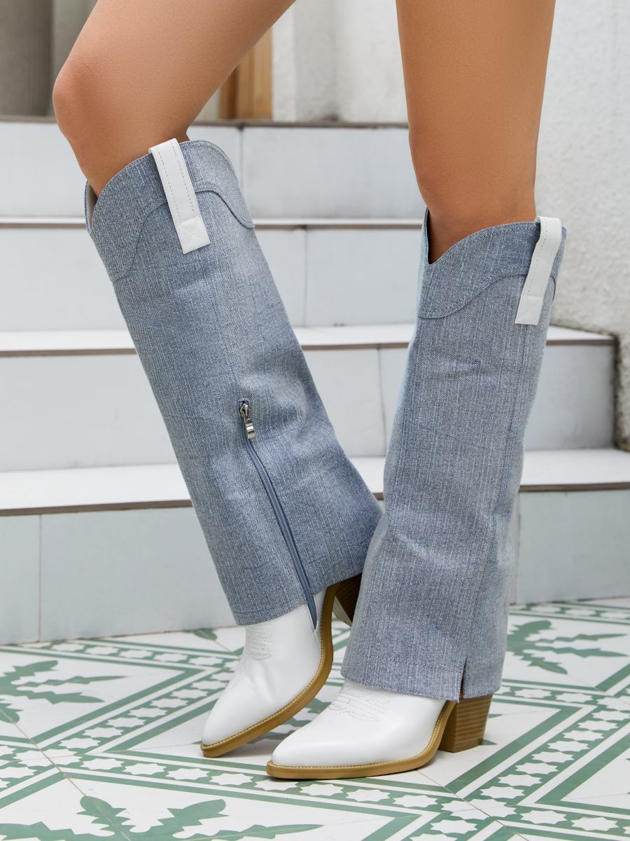 Wetkiss Knee High Cowboy Boots - LJ279 - Aspect