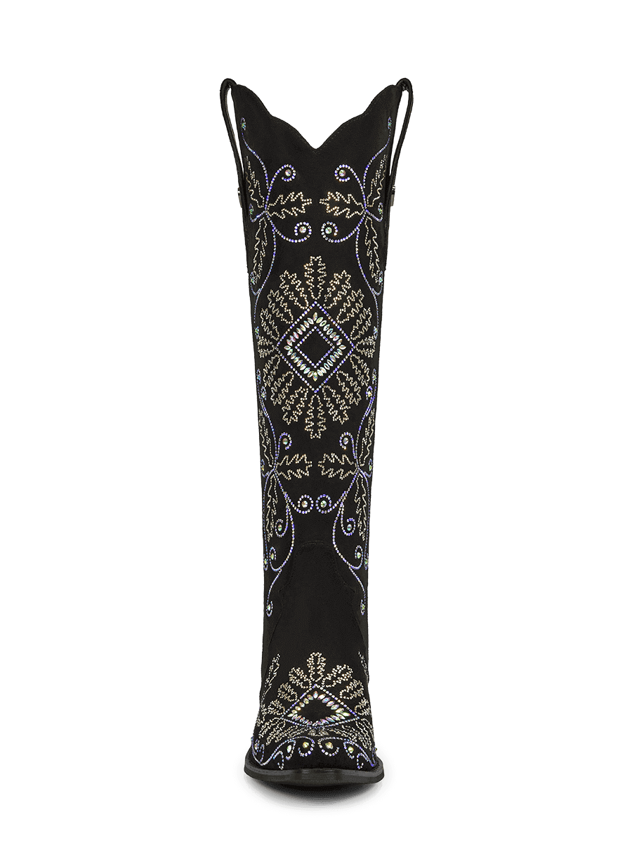 Black-cross-grass-knee-high-cowgirl-boots