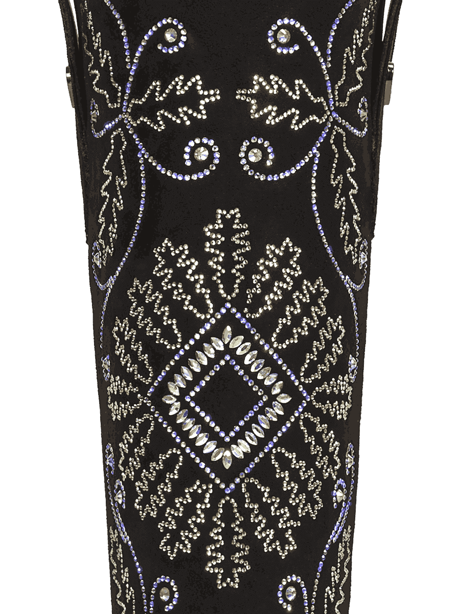 Black-suede-cross-grass-cowgirl-boots