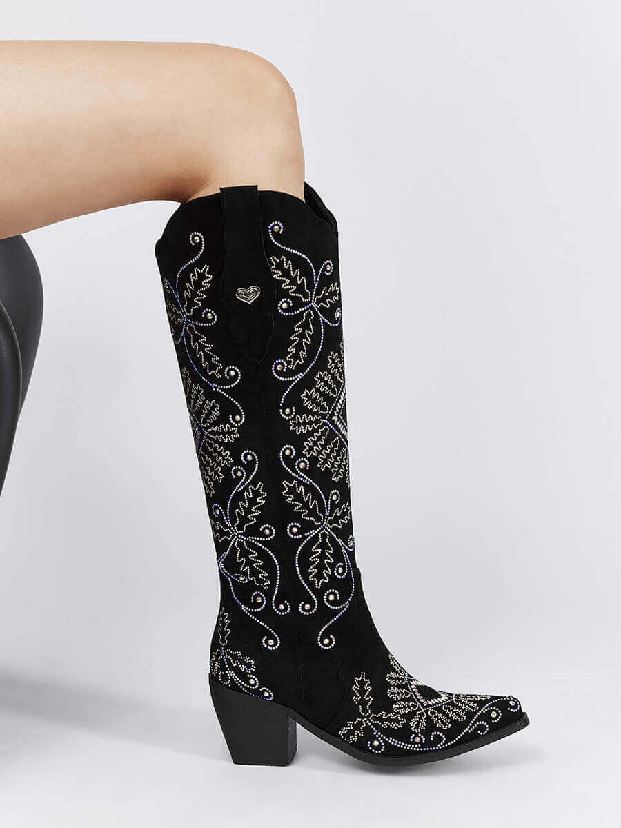 Black-wetkiss-cross-grass-cowgirl-boots