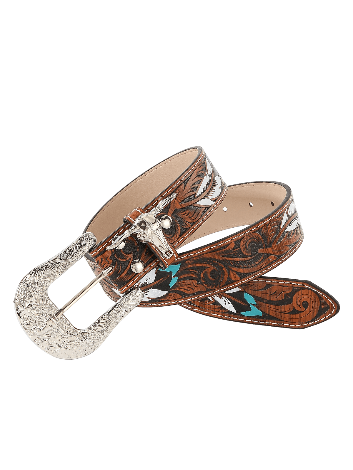 Bull Head Embossed PU Belt