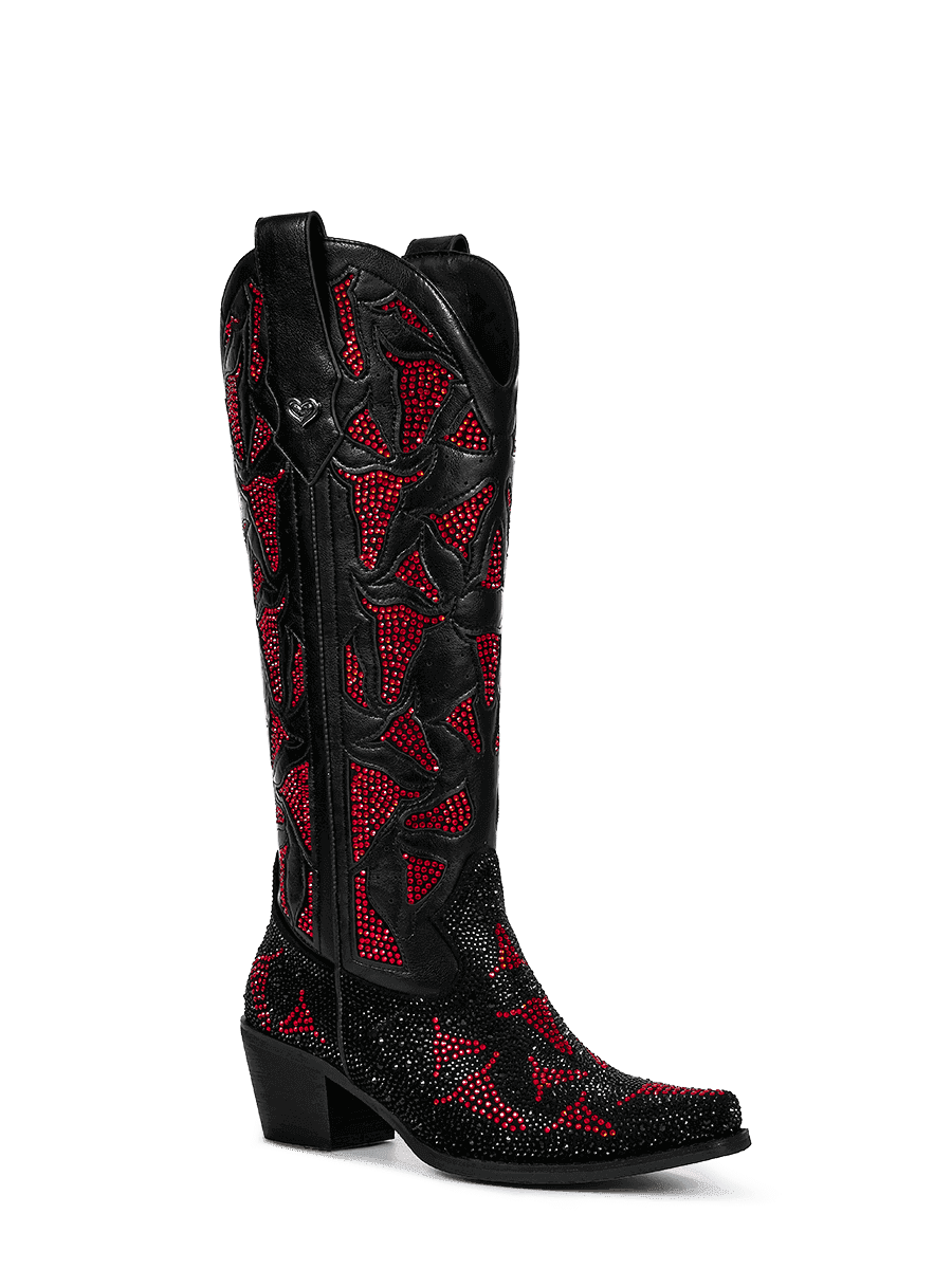 Burgundy-cut-out-rhinestones-cowgirl-boots