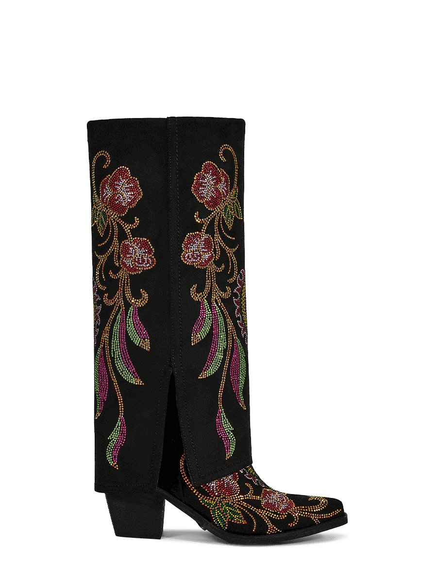 Colorful-flowers-fold-over-black-boots