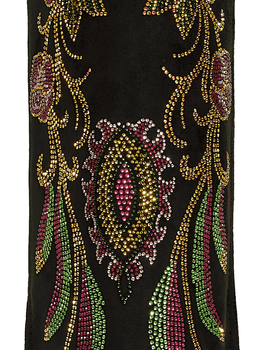Colorful-rhinestone-flowers-faux-suede-black-boots
