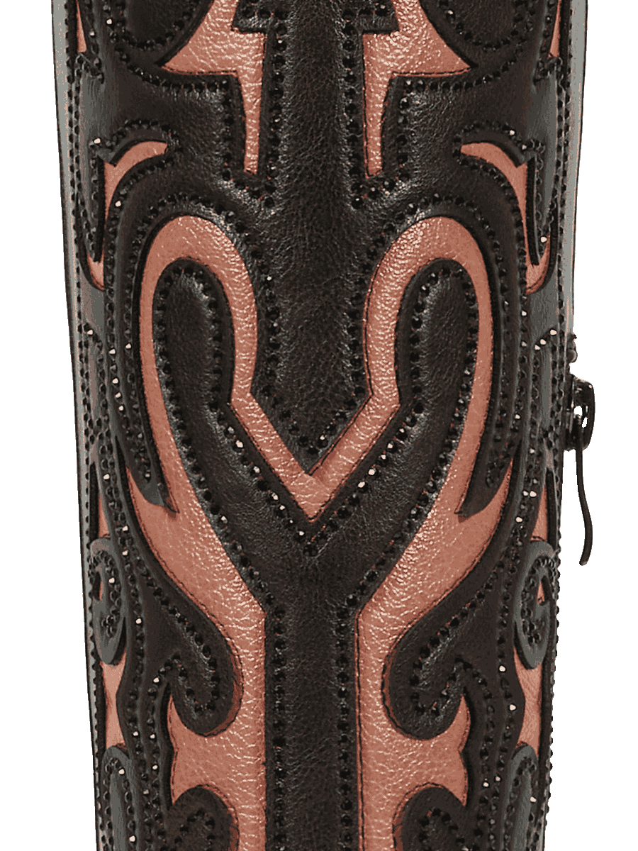 Cut-out-embroidery-brown-leather-western-boots