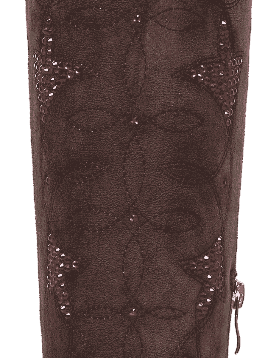 Fluorescent-rhinestones-dark-brown-cowgirl-faux-suede-boots