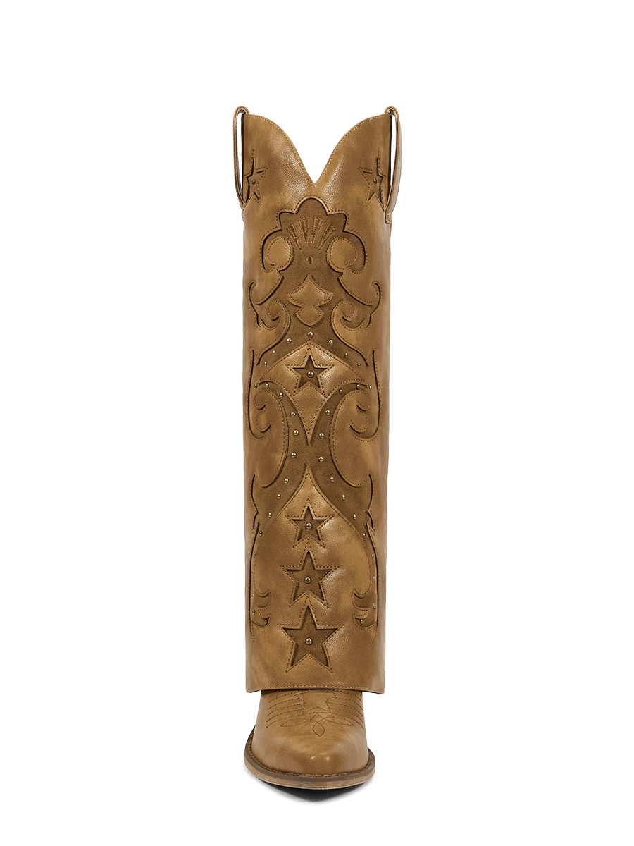Fold-over-star-retro-carving-knee-high-western-boots