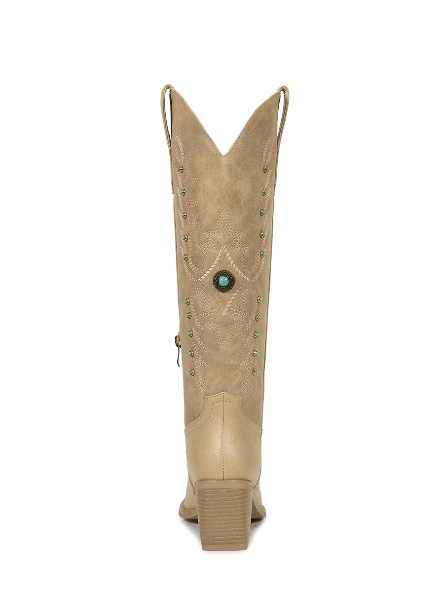Gemstone-apricot-embroidered-ostrich-leather-mid-heel-boots