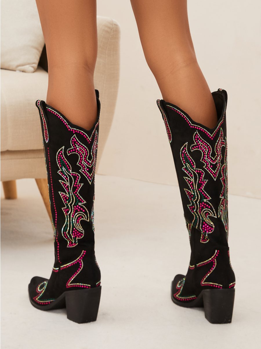 Wetkiss Pink Rhinestone Cowboy Boots - JX015 - Rear