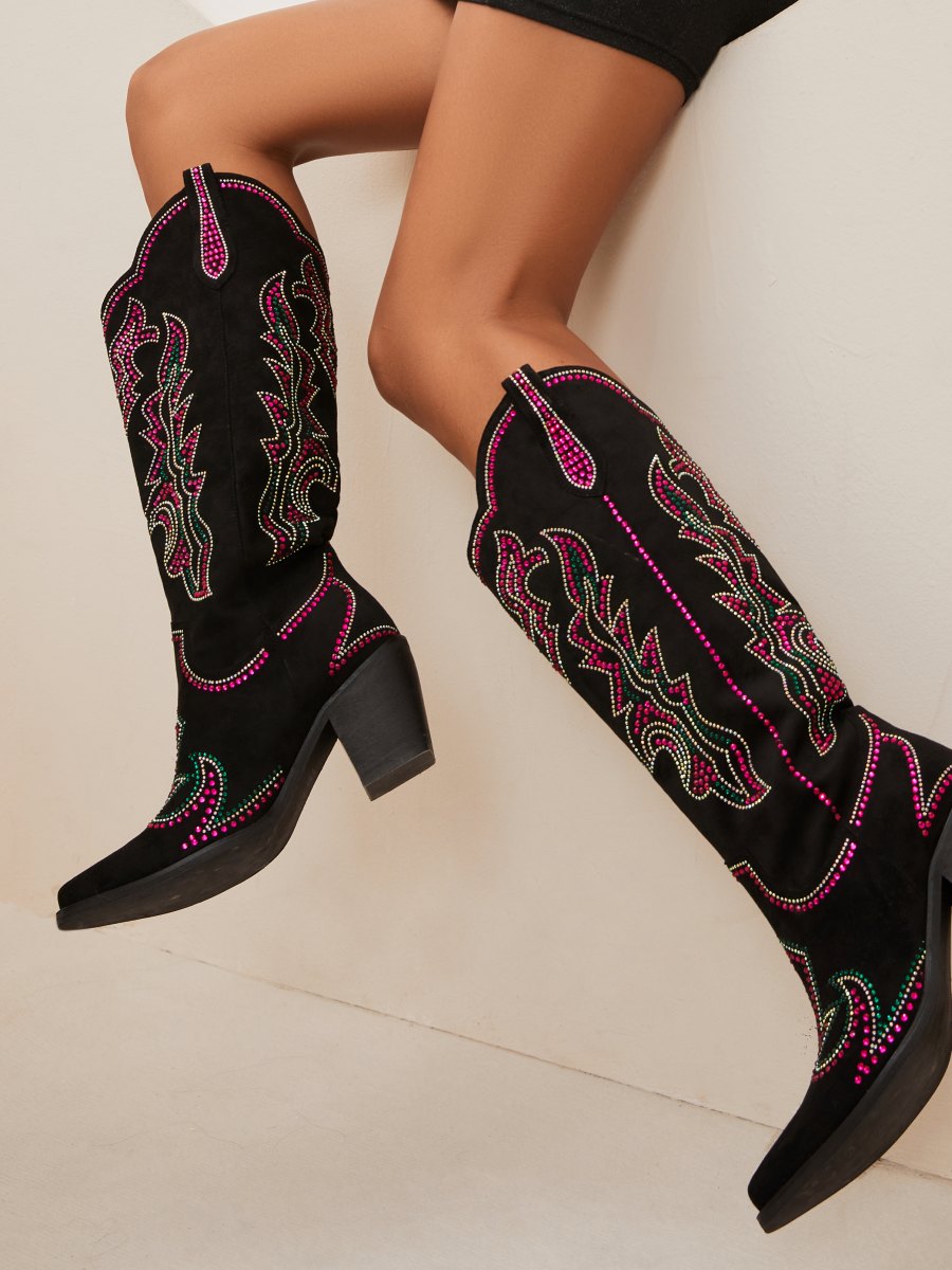 Wetkiss Pink Rhinestone Cowboy Boots - JX015 - Aspect