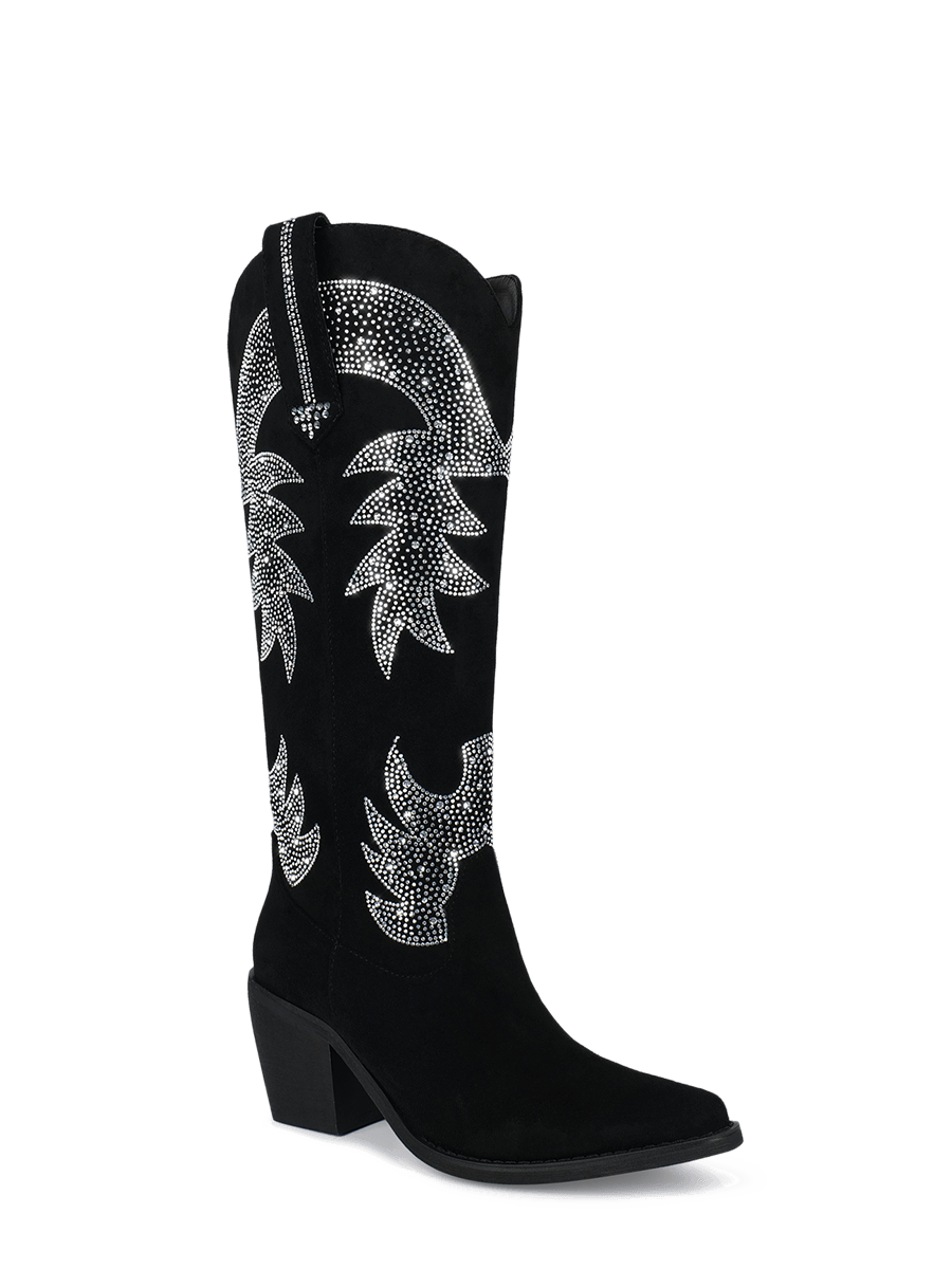 Wetkiss Black Rhinestone Cowboy Boots - JX015 - Aspect