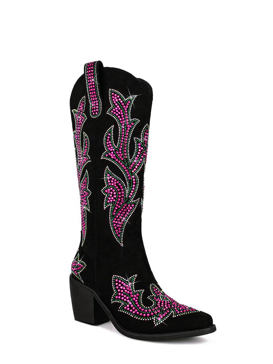 Wetkiss Pink Rhinestone Cowboy Boots - JX015 - Aspect
