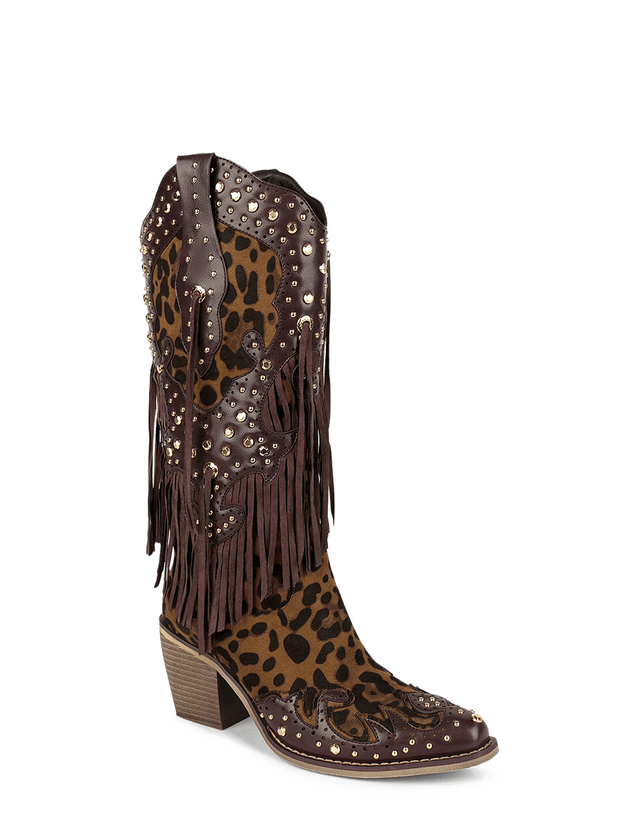 Cowboy Boots for Women Leopard Print Western Boots WETKISS