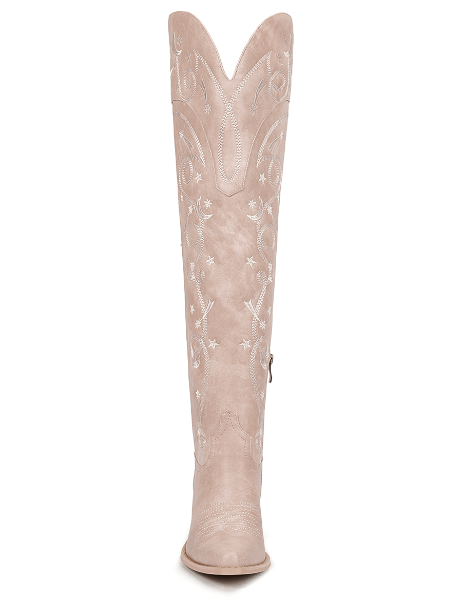 Muted-pink-embroidered-starry-over-the-knee-boots
