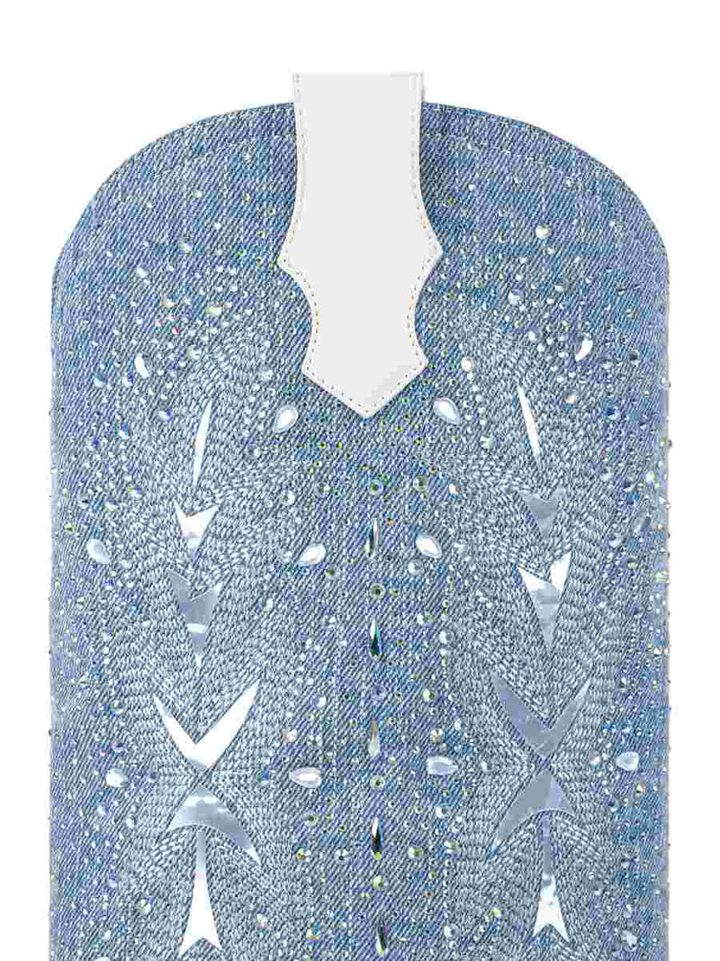 Denim Rhinestones Embroidered Boots
