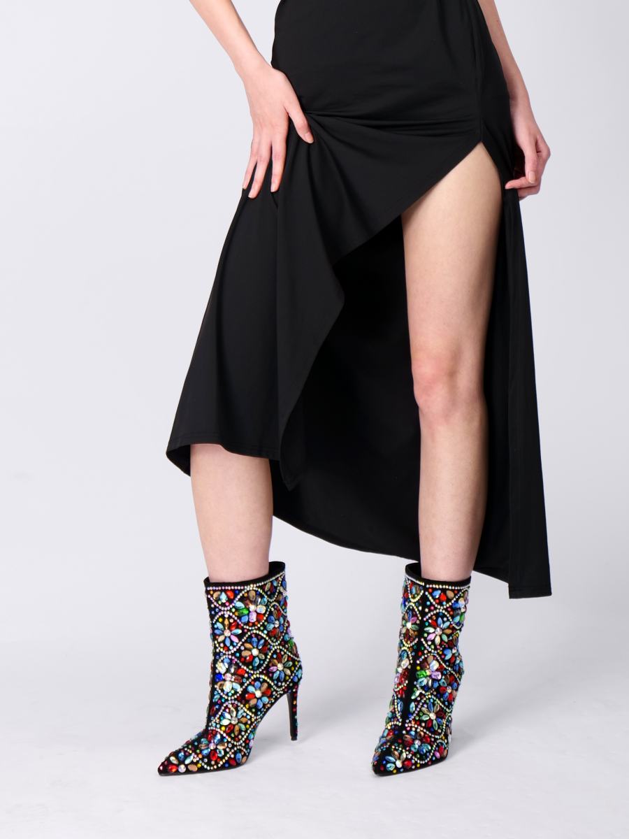 Colorful Rhinestone Ankle Boots