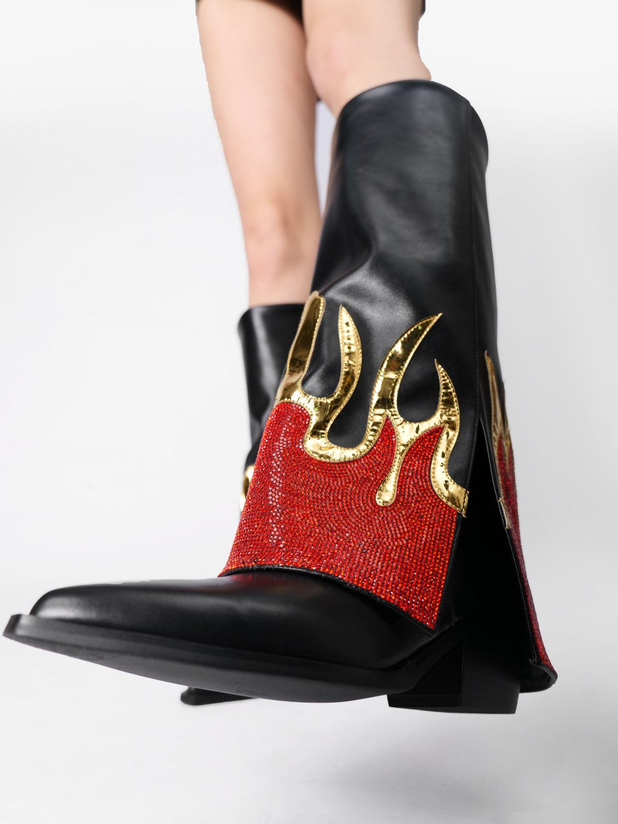 Fashion Color Clash High Heels Boots