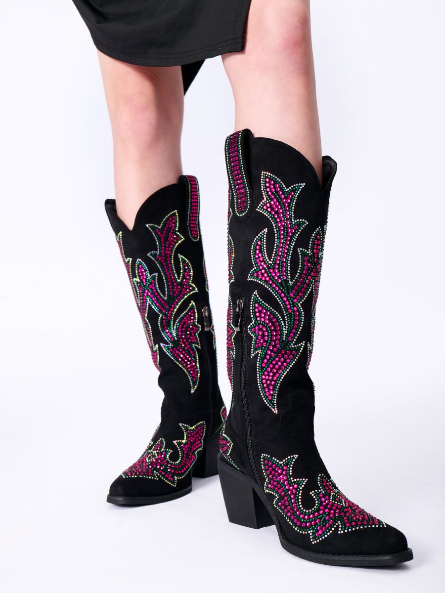 Wetkiss Pink Rhinestone Cowboy Boots - JX015 - Front