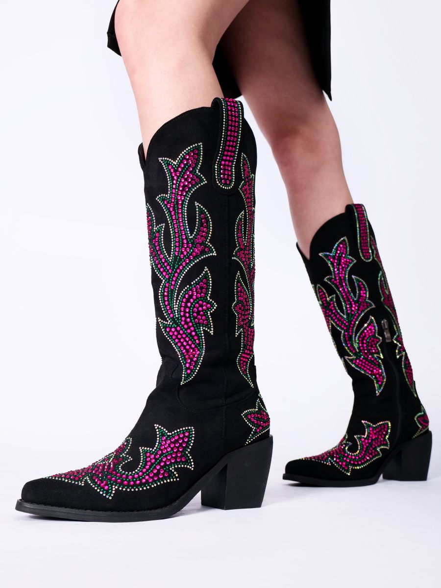 Wetkiss Pink Rhinestone Cowboy Boots - JX015 - Aspect
