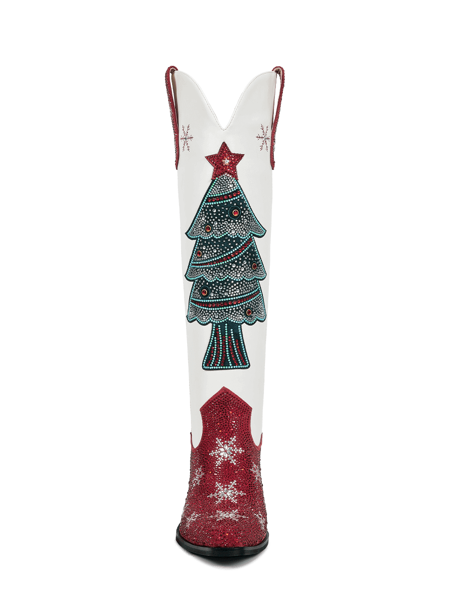 Red-and-white-christmas-ttree-elk-snowflake-rhinestone-knee-high-cowgirl-boots