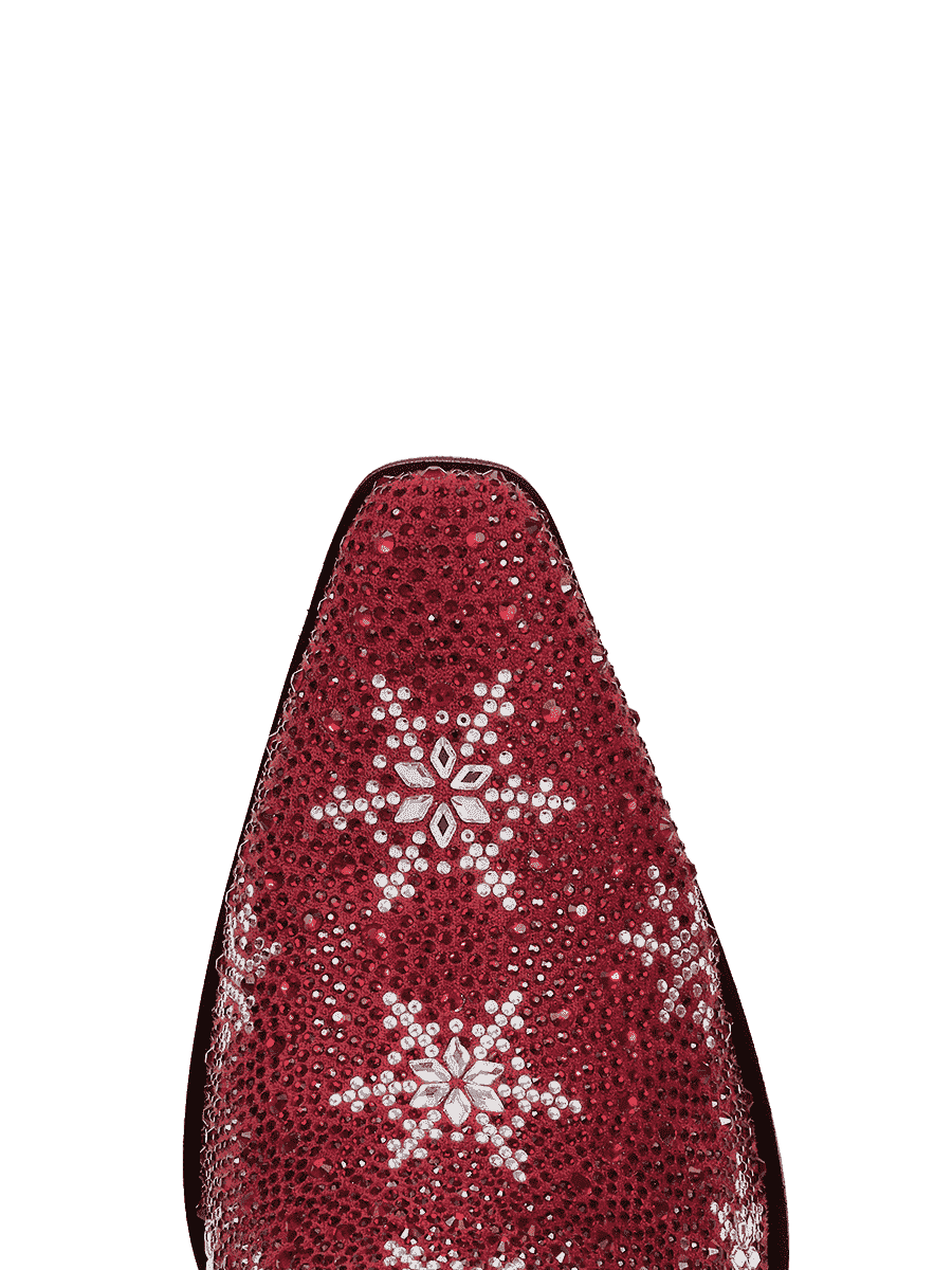 Red-and-white-christmas-ttree-elk-snowflake-rhinestone-snip-cowgirl-boots