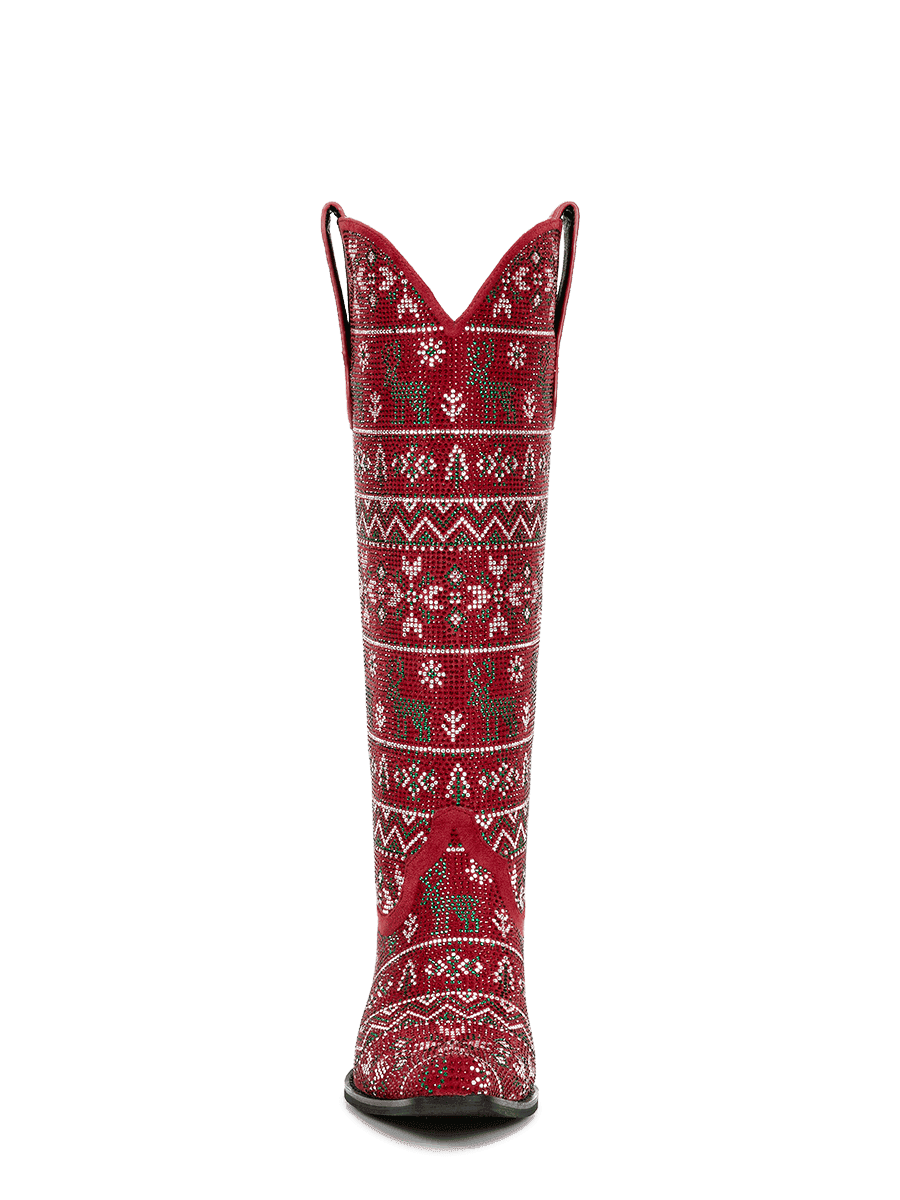 Red-rhinestone-christmas-elements-knee-high-western-boots
